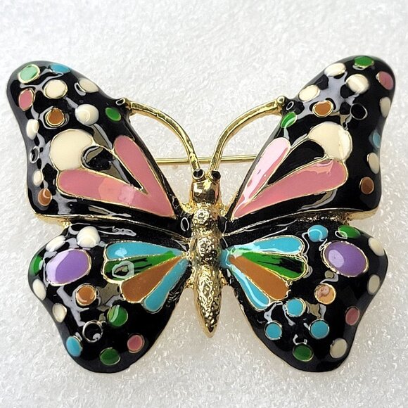 Polka Dot Butterfly Brooch Pin - Picture 2 of 16